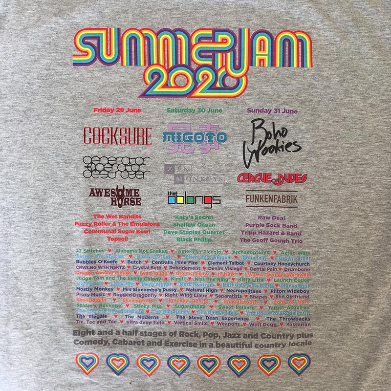 Summer Jam 2020 festival t-shirt back design